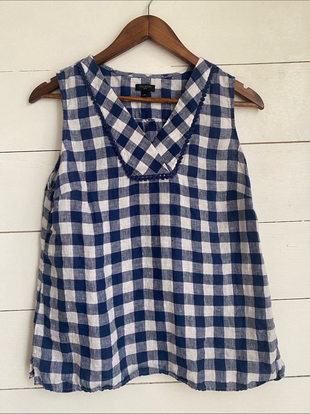 Talbots Navy and White Gingham Sleeveless Tank - Picture 1 of 6